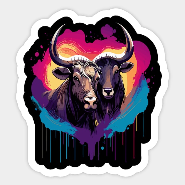 Wildebeest Couple Valentine Sticker by JH Mart